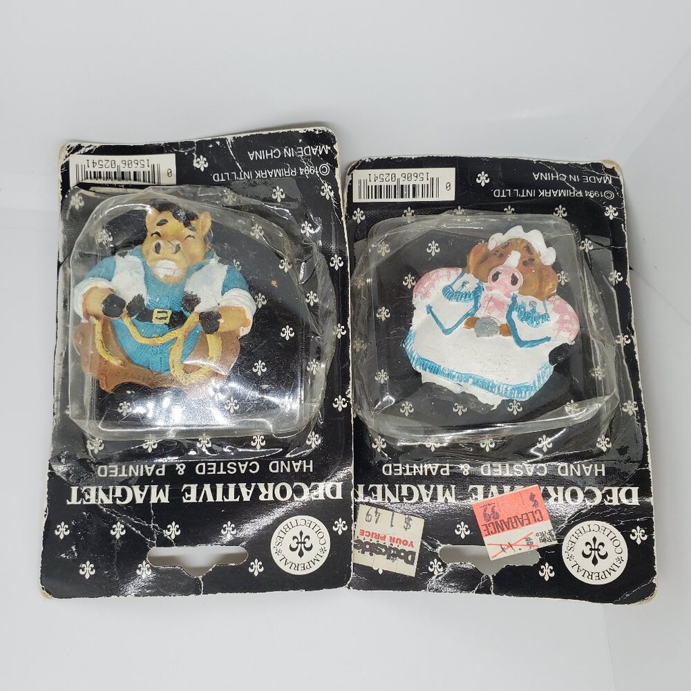 1994 Collectible Vintage Set Of 2 Fridge Magnet Horse and Pig (NOS)